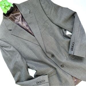 Ralph Lauren Wool Sport Coat Hounds Tooth Blazer Brown Black Size 42 Regular